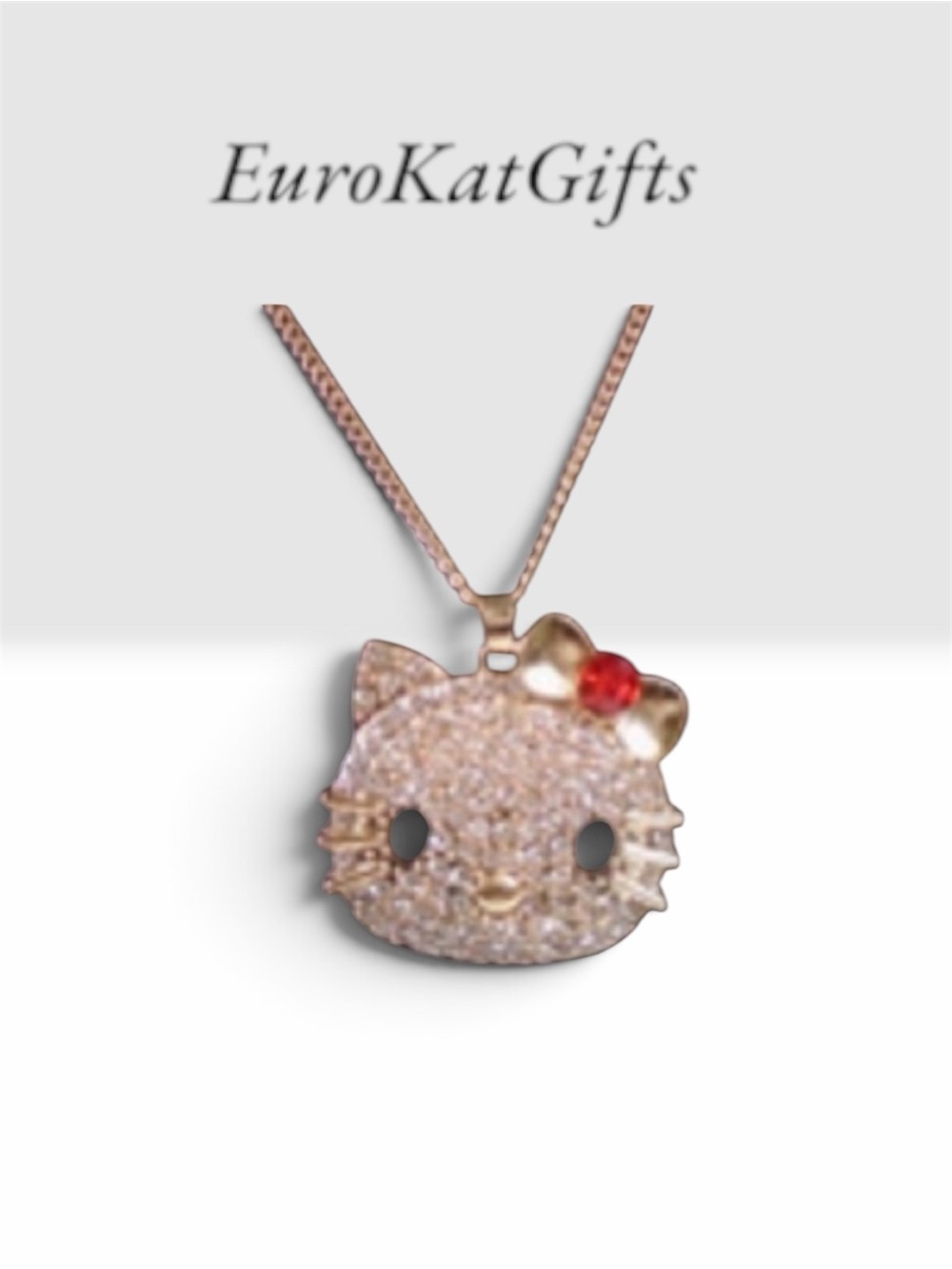 Kitty Cat Necklace Crystal Kitty Cat head GOLD Fashion Jewelry NEW